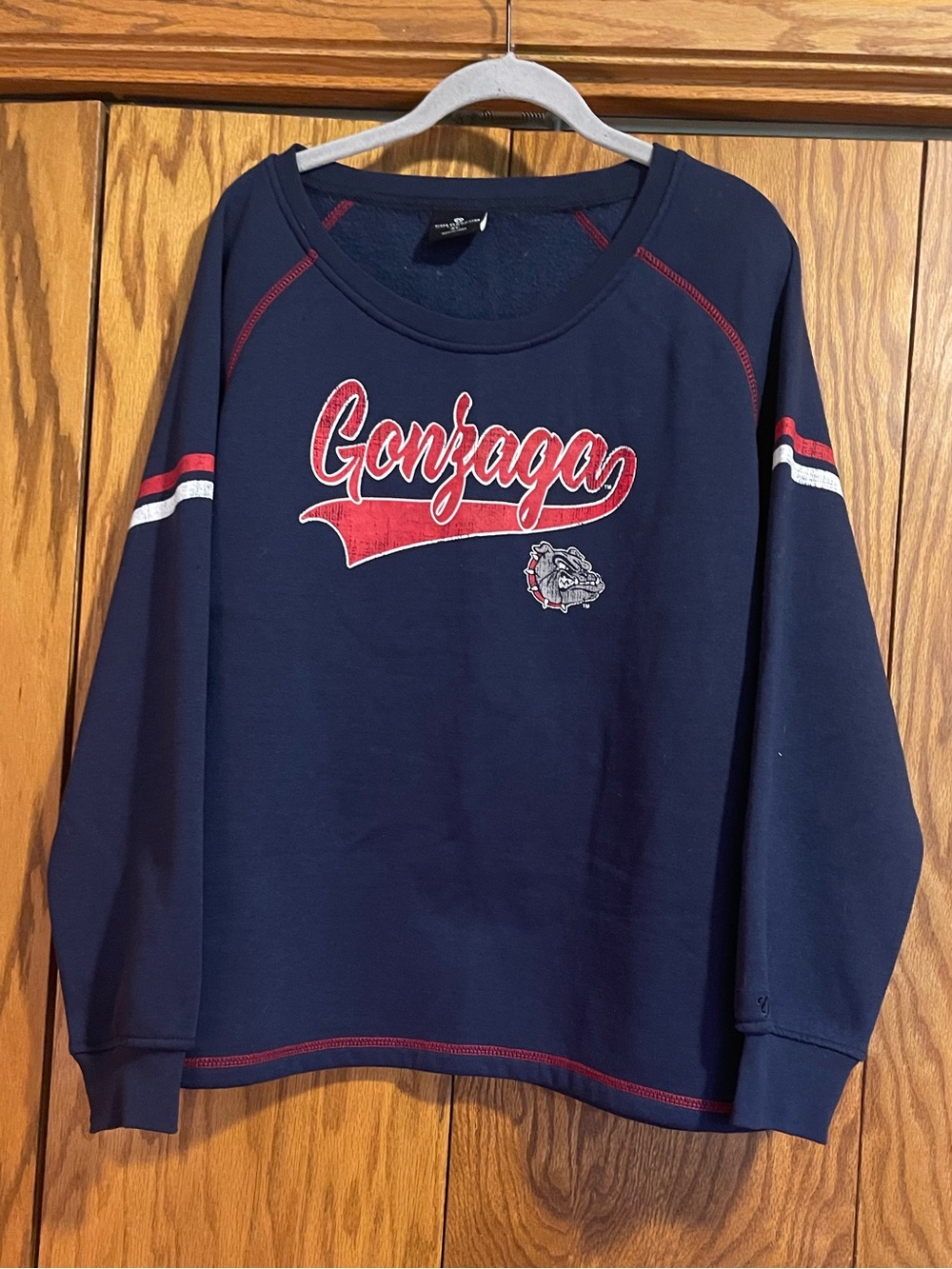 Colosseum Navy Sweatshirt with Red & White Gonzaga Script